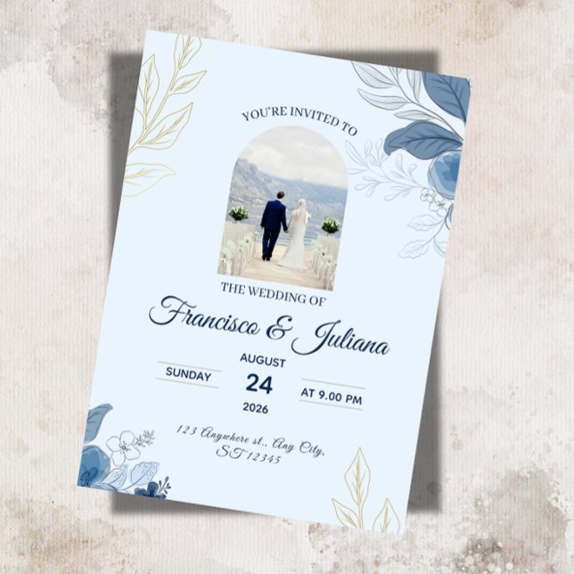 Convites Casamento Romântico à Beira-Mar (Criador carregado)