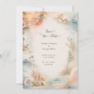 Convites Casamento Romântico à Beira-Mar Paraíso das Concha