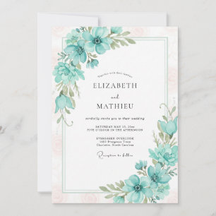 Convites Casamento Romântico Anêmona Espuma do Mar