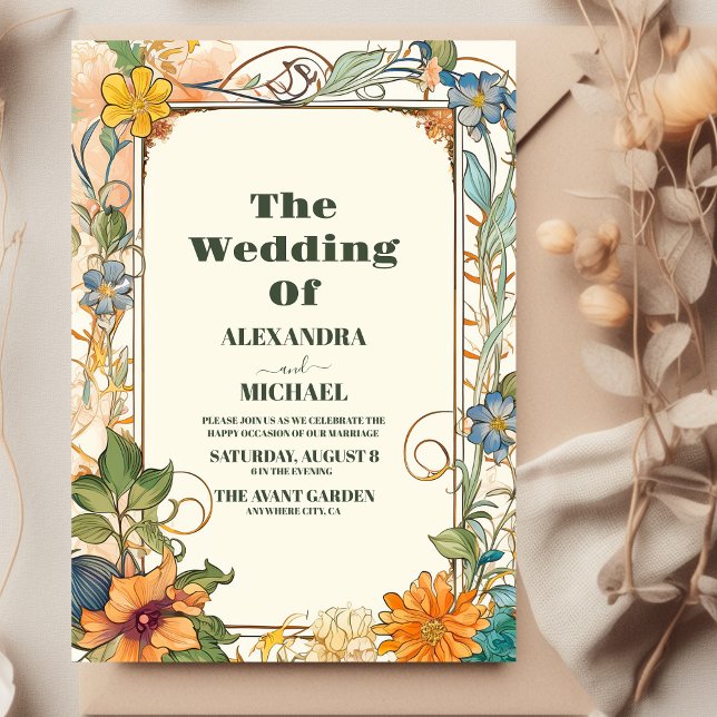 Convites Casamento Romântico Art Nouveau (Criador carregado)