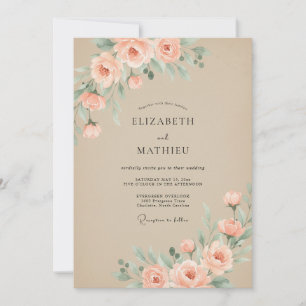 Convites Casamento Romântico Atemporal de Champanhe