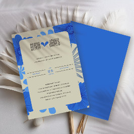 Convites Casamento Romântico Azul Floral