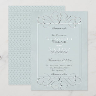 Convites Casamento Romântico Azul Pálido