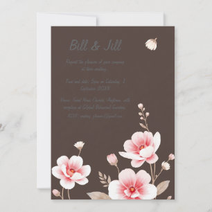 Convites Casamento Romântico Blush Floral Rico Chocolate Br
