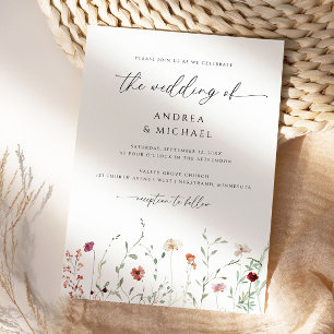 Convites Casamento Romântico Boho com Flores Silvestres Del