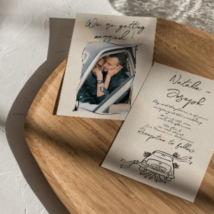 Convites Casamento Romântico Bonito Retrô Escrito