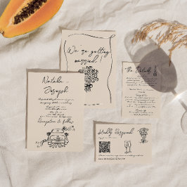 Convites Casamento Romântico Bonito Retrô Escrito