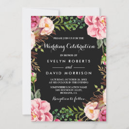 Convites Casamento Romântico Botânico Cor-de-Rosa Floral