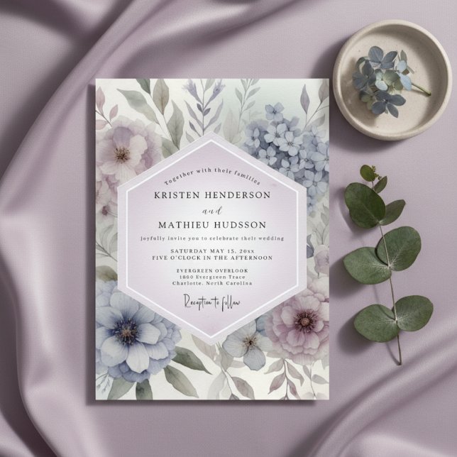 Convites Casamento Romântico Botânico de Lavanda (Criador carregado)