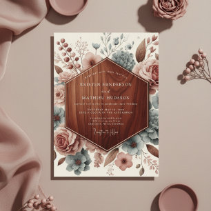 Convites Casamento Romântico Botânico Rosa Malva
