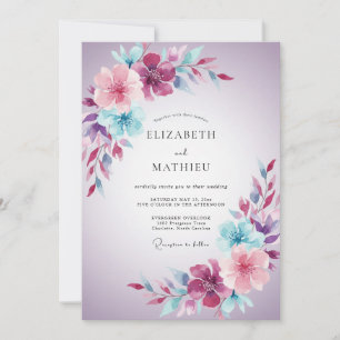 Convites Casamento Romântico Brilhante Lavanda