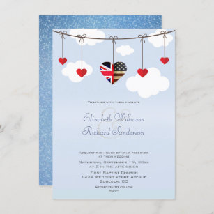 Convites Casamento Romântico Britânico Americano