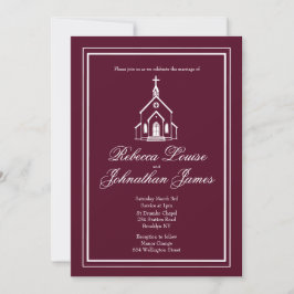 Convites Casamento Romântico Burgundy Branco Igreja Capela 