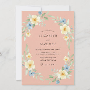 Convites Casamento Romântico Caprichoso Flor de Pêssego