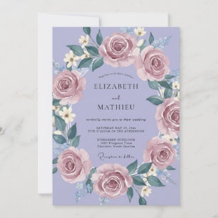 Convites Casamento Romântico com Aquarela de Lavanda