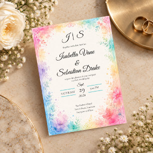 Convites Casamento Romântico com Aquarela Pastel Caprichosa