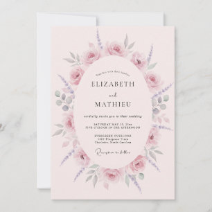Convites Casamento Romântico com Aquarela Rosa Bege