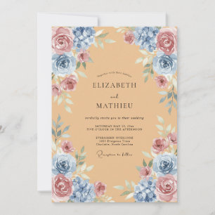 Convites Casamento Romântico com Arco Floral de Pêssego