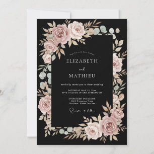 Convites Casamento Romântico com Arco Floral Rosa