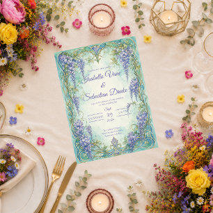 Convites Casamento Romântico com Arte Nova e Wisteria Etére