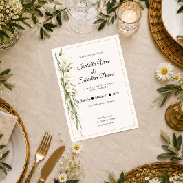 Convites Casamento Romântico com Elegantes Copos-de-Leite