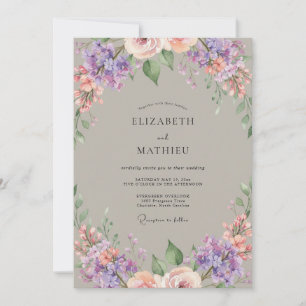 Convites Casamento Romântico com Fantasia Floral Malva