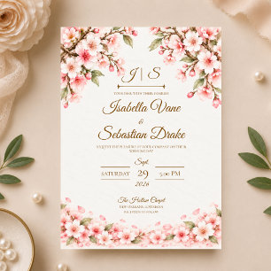 Convites Casamento Romântico com Flor de Cerejeira