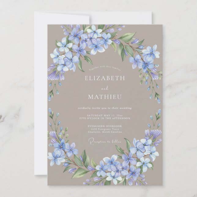Convites Casamento Romântico com Flores de Lavanda (Frente)