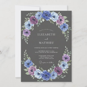 Convites Casamento Romântico com Flores Indigo