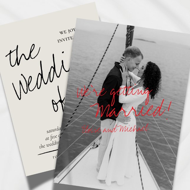 Convites Casamento Romântico com Foto Moderna Manuscrita (Announce your big day in effortless style with this Handwritten Modern Wedding Invitation. )