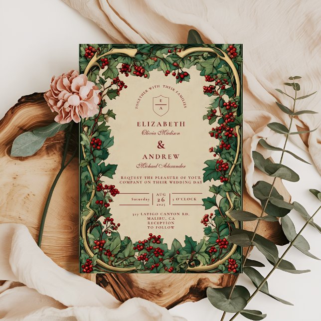 Convites Casamento Romântico com Hera Rústica (Criador carregado)
