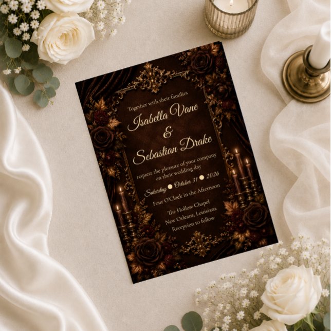 Convites Casamento Romântico com Luz de Velas no Outono Vin (Criador carregado)