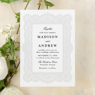 Convites Casamento Romântico com Renda Vintage