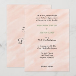 Convites Casamento Romântico com Rosa e Verde Sage em Aquar