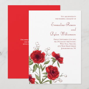 Convites Casamento Romântico com Rosa Vermelha