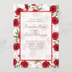 Convites Casamento Romântico com Rosa Vermelha