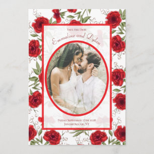 Convites Casamento Romântico com Rosa Vermelha Foto Save th