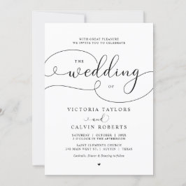 Convites Casamento Romântico com Script de Caligrafia Invit