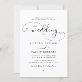 Convites Casamento Romântico com Script de Caligrafia Invit