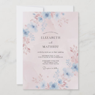 Convites Casamento Romântico Cor-de-Rosa Desvanecido