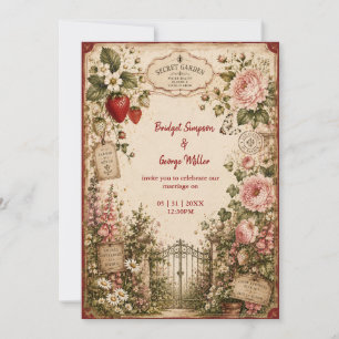 Convites Casamento Romântico cottagecore Jardim Secreto