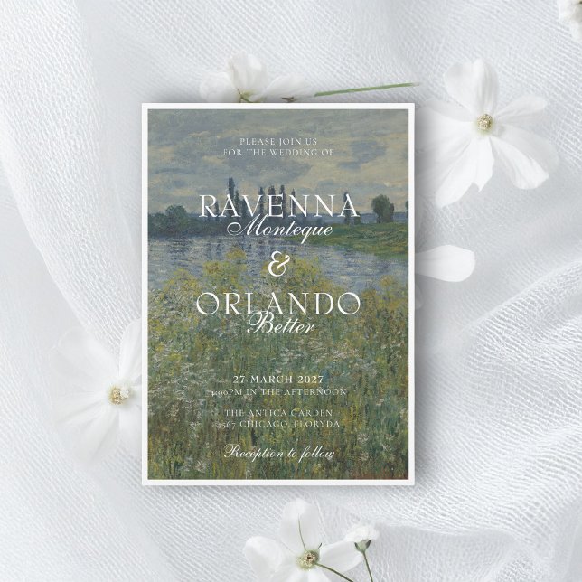 Convites Casamento Romântico da Herança de Arte Fina de Mon (Criador carregado)