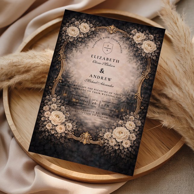 Convites Casamento Romântico Dark Barroco (Criador carregado)