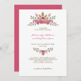 Convites Casamento Romântico das Flores Vermelhas Indianas