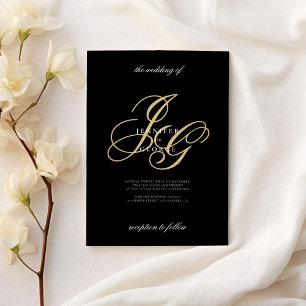 Convites Casamento romântico das iniciais do monograma de o