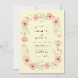 Convites Casamento Romântico de Aquarela de Salmão na Prima