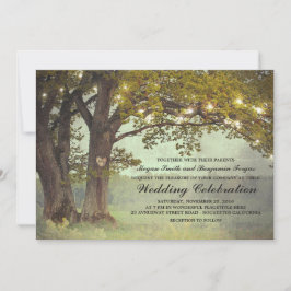 Convites Casamento Romântico de Árvore de Oak Rustic