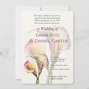 Convites Casamento Romântico de Calla Lily Watercolor