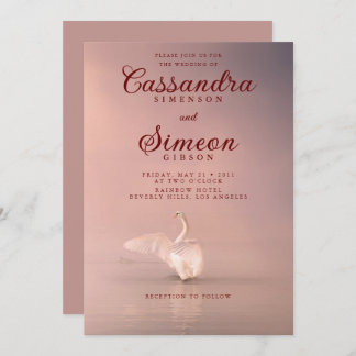 Convites Casamento Romântico de Cisne Rosa