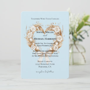 Convites Casamento Romântico de Coração Branco Floral